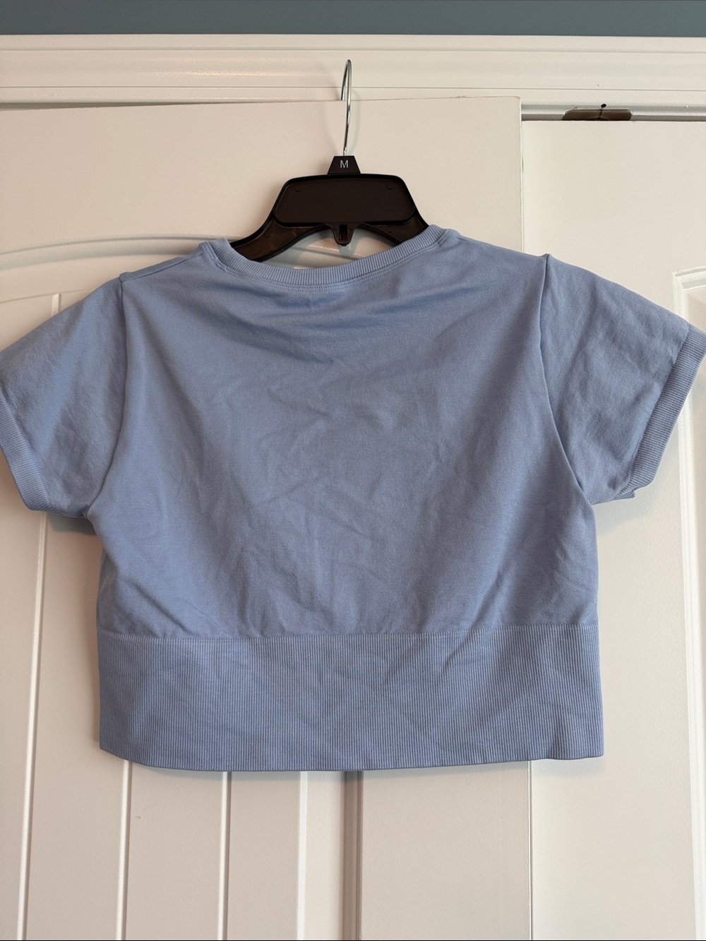 aerie Light Blue Short Sleeve Crop Top - Picture 3 of 4
